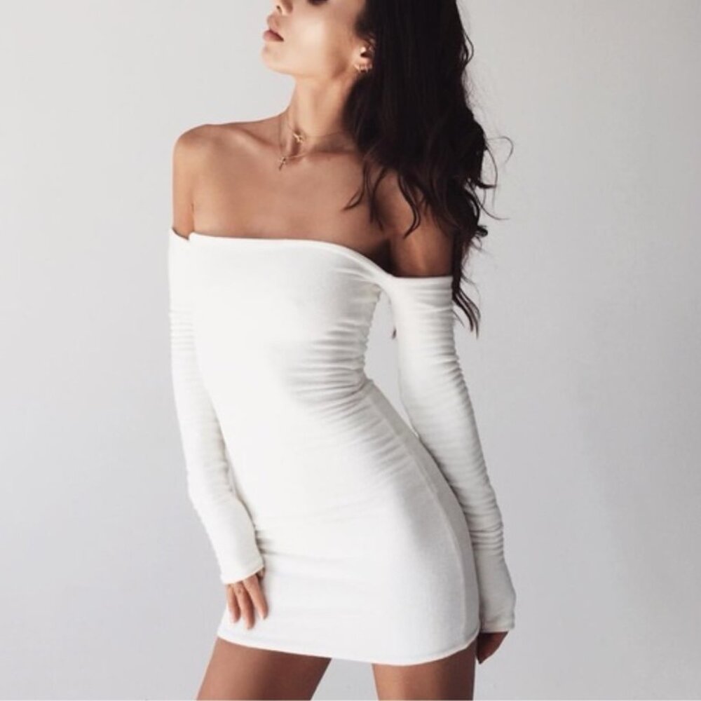 Are You Am I Kiele Sweater Dress Ivory M